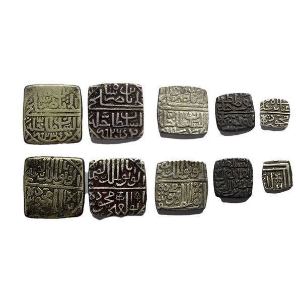 Malwa Sultanate, Total set of 5 coins, Mahmud Shah II (AH 916-937 / 1510-1531 AD), Silver Tanka and