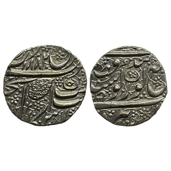 IK, Sikh Empire, silver rupee, Amritsar mint, 'Nanak Shahi' couplet, VS 1882