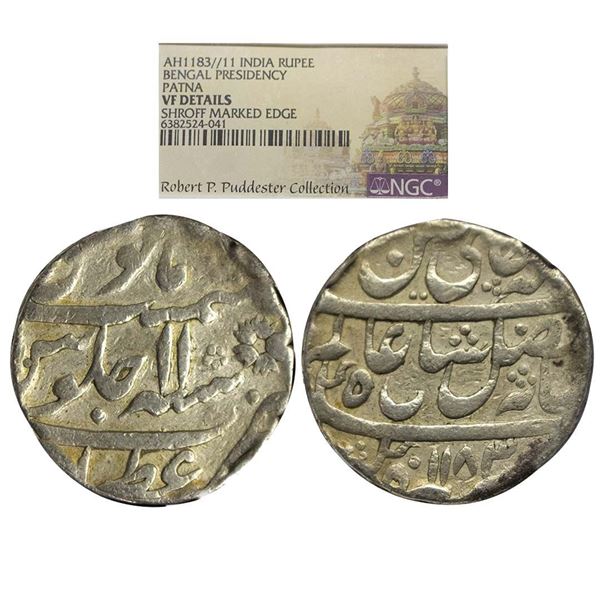 Bengal Presidency, Azimabad (Patna) Mint, Silver Rupee, in the name of Shah Alam II, AH 1183, RY 11