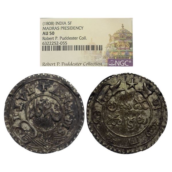 Madras Presidency, Silver Five Fanam, ND (1808)