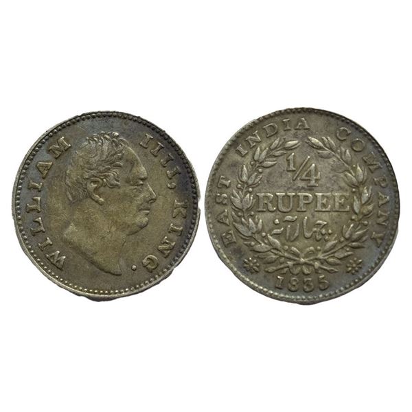 British India, William IIII, Silver Â¼ Rupee, 1835
