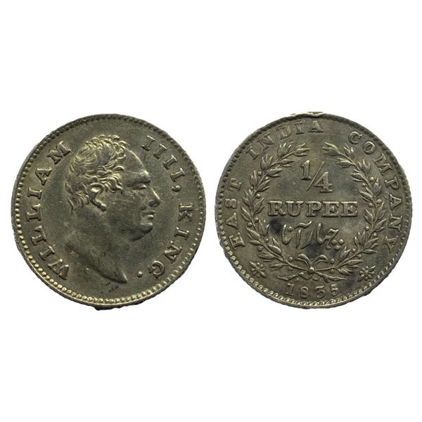 British India, William IIII, Silver Â¼ Rupee, 1835