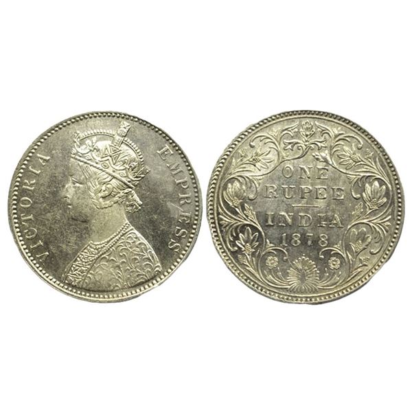 British India. Victoria Empress, Silver Rupee, 1878,  Bombay MInt