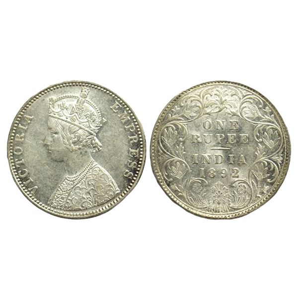 British India. Victoria Empress, Silver Rupee, 1892, Bombay MInt