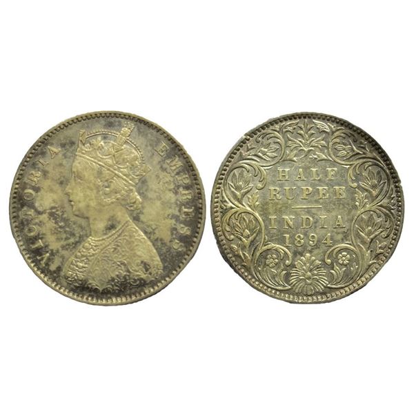 British India, Victoria Empress, Silver Â½ Rupee, 1894, Bombay Mint