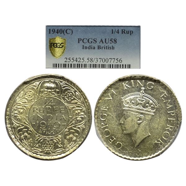 British India, George VI King, Half Silver Â¼  Rupee