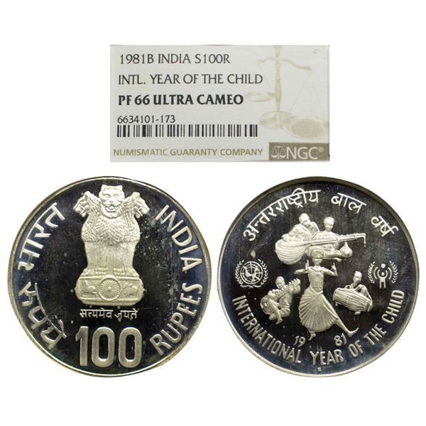 Republic India, Proof, 100 Rupees Silver, 1981, Bombay Mint
