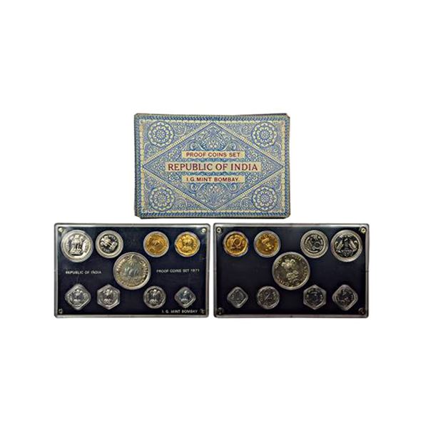 Republic India, 1971, Food for All, Proof set of 9 coins