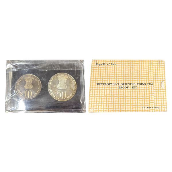 Republic India, 1974, Proof Set, Planned Families Food For All, Set of 2 Coins