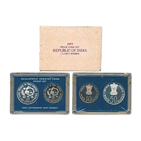 Republic India, 1977, Proof Set, Save For Development, Set of 2 Coins