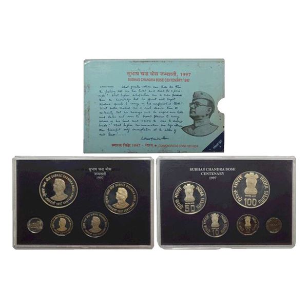 Republic India, 1997, Proof Set, Subhas Chandra Bose Centenary, Set of 4 Coins
