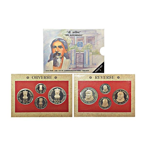 Republic India, UNC set, 1998, Sri Aurobindo, 100 Rupees