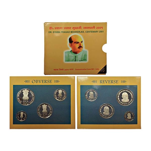 Republic India, 2001, Proof Set, Dr. Syama Prasad Mookerjee, Set of 4 Coins