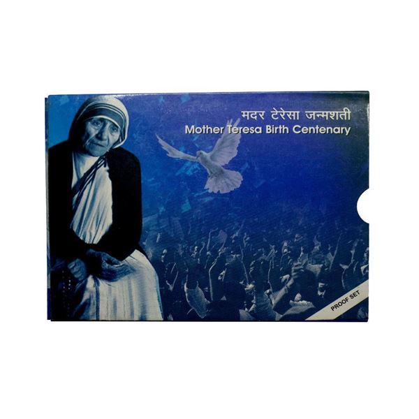 Republic India, 2010, Mother Teresa Birth Centenary, Proof set of 2 coins, 100 rupees and 5 rupees