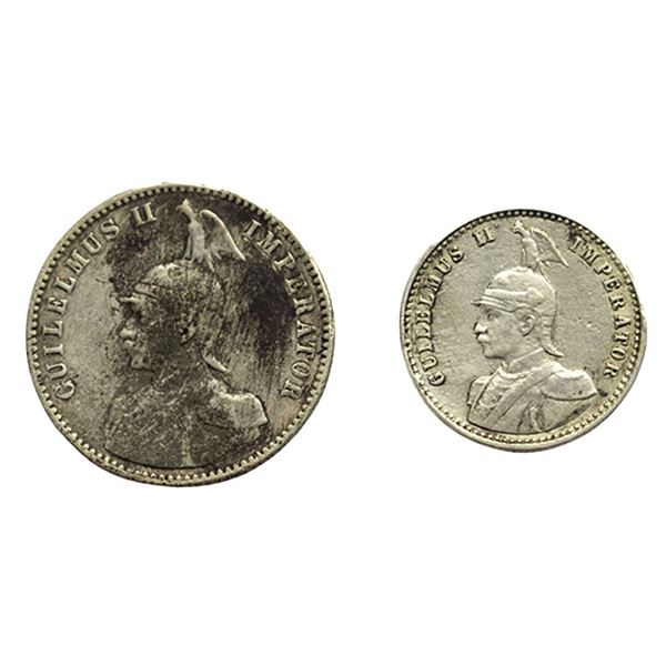 German East Africa, Wilhelm II (1888-1918 AD), Set of 2, Â½ Rupie & Â¼ Rupie, 1912 & 1907, Hamburg M