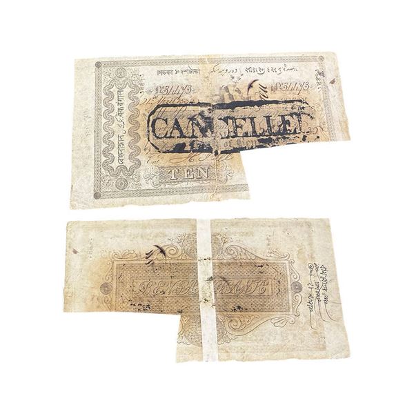 Bank of Bengal, 10 Sicca Rupees, Calcutta, hand signed, dated 21st April 1832, Serial No.: 3449