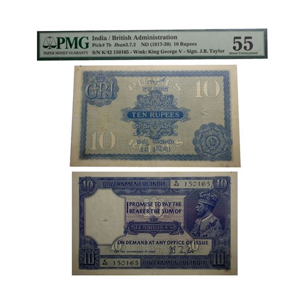 George V, 10 rupees, 2nd issue, ND (1917-30), signed by J.B. Taylor, serial no.: K42 150165