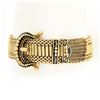 Image 1 : Victorian Revival 14K Gold Black Enamel Tassel Fancy Slide Buckle Strap Bracelet