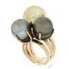Image 9 : 18k Rose Gold Tahitian Pearl & Rutilated Quartz Large High Profile Cocktail Ring