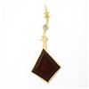 Image 1 : Solid 14k Yellow & White Gold Large Lozenge Bezel Set Garnet XOX Kite Pin Brooch