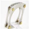 Image 7 : 14k TT Gold 0.60 ctw Round Channel Diamond Matte Squared Screw Double Band Ring