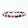 Image 5 : New .900 Platinum .92 ctw Calibre Ruby Diamond Double Milgrain Eternity Band Rin