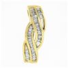 Image 1 : 14K Yellow Gold 0.80 ctw Baguette Cut Diamond Channel Set Braided Slide Pendant