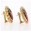 Image 3 : Sicis 18K Yellow Gold Micromosaic Strawberry w/ Yellow Sapphire Button Earrings