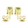 Image 2 : 14k Yellow Gold 1.30 ctw Emerald Cut Bezel Set Green Emerald Classic Stud Earrin