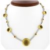 Image 1 : Antonini 18K TT Gold Round Bezel Citrine Diamond Ruby 16.5" Fancy Link Necklace