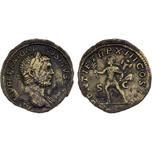 ROMAN EMPIRE: Caracalla, 198-217 AD, AE sestertius (24.63g), Rome, 210 AD, VF