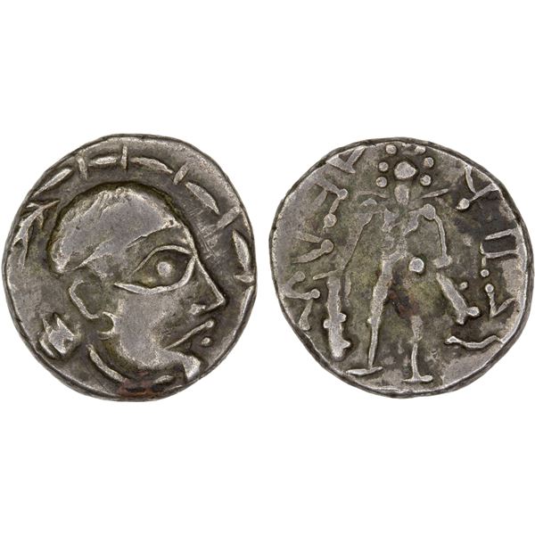 YUEH CHI: Pseigacharis, ca. 20-2 BC, AR hemidrachm (1.71g), gorgeous VF-XF