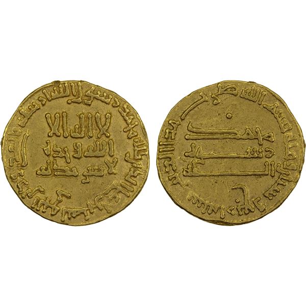 ABBASID: al-Mahdi, 775-785, AV dinar (4.21g), NM, AH164, choice VF