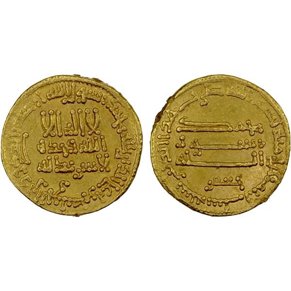 ABBASID: al-Rashid, 786-809, AV dinar (4.24g), NM (Misr), AH186, XF