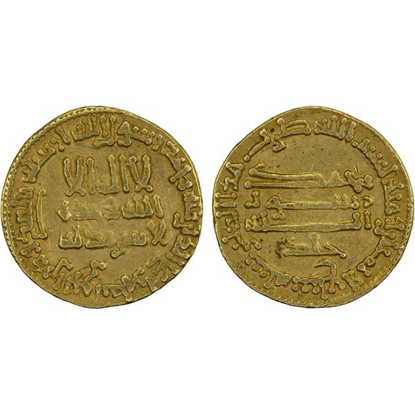ABBASID: al-Rashid, 786-809, AV dinar (4.24g), NM (Egypt), AH187, VF-XF