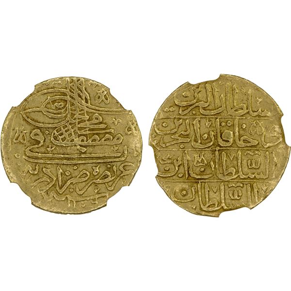 TURKEY: Mustafa II, 1695-1703, AV ashrafi, Edirne, AH1106, NGC AU50