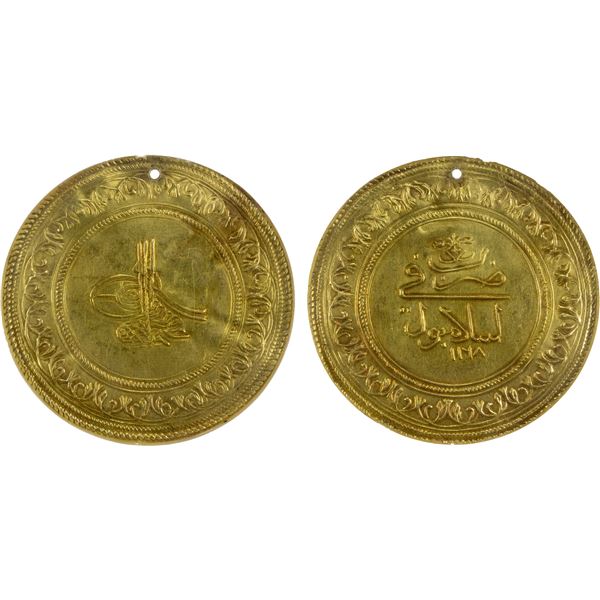 TURKEY: Osman III, 1754-1757, AV 5 sultani (5 altin), Islambul, AH1168, NGC XF details