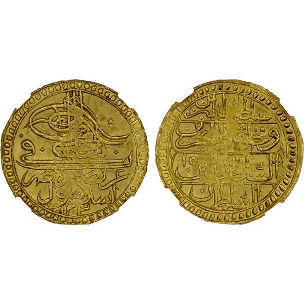 TURKEY: Selim III, 1789-1807, AV zeri mahbub, Islambul, AH1203 year 15, NGC MS64