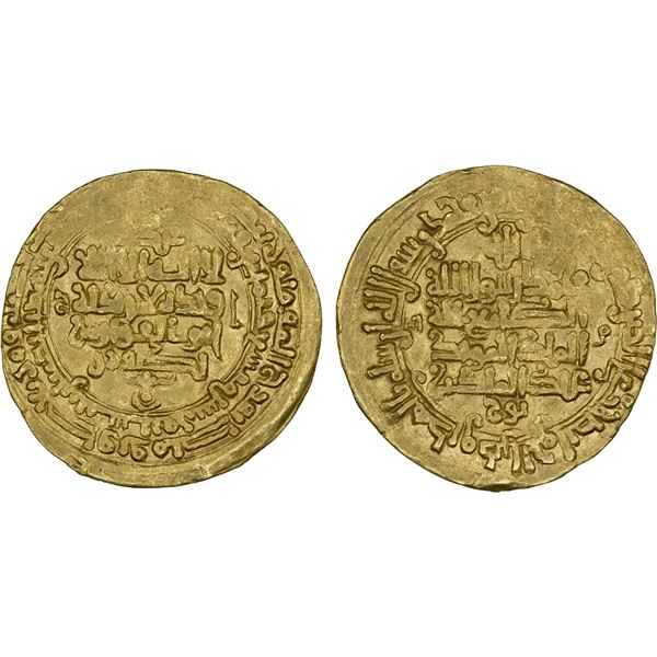 SAMANID: 'Abd al-Malik II, 999-1000, AV dinar (3.87g), Nishapur, AH389, VF