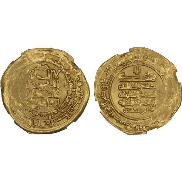 GHAZNAVID: Mahmud, 999-1030, AV dinar (4.65g), Nishapur, AH398, NGC AU58