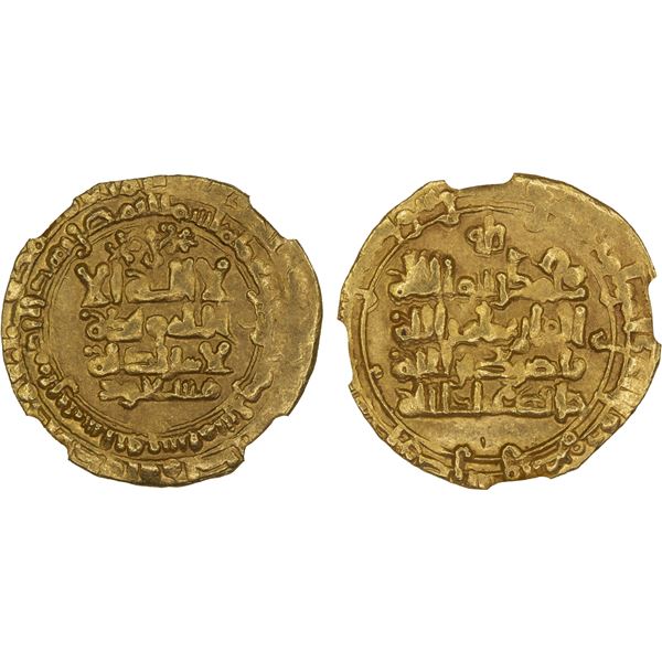 GHAZNAVID: Mas'ud I, 1030-1041, AV dinar (4.03g), Nishapur, AH426, NGC MS61