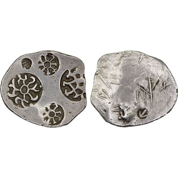 KASHI: Punchmarked, 5th century BC, AR 1/2 shatamana (5.91g), XF
