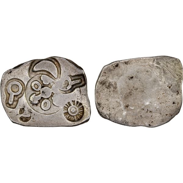 MAGADHA: Punchmarked, ca. 450-430 BC, AR heavy vimshatika (5.47g), XF