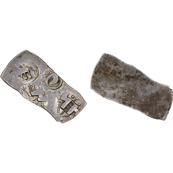 MAHANADI RIVER: Punchmarked, ca, 300 BC, AR rectangular 1/2 karshapana (1.25g), XF