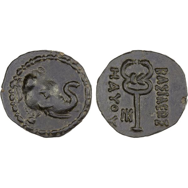 INDO-SCYTHIAN: Maues, ca. 85-70 BC, AE unit (9.76g), lovely XF