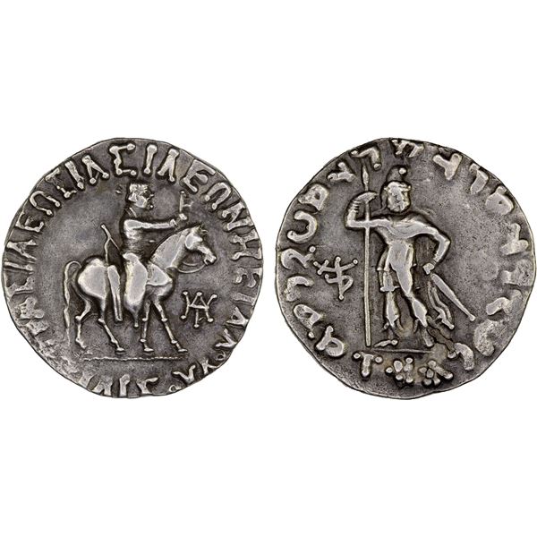 INDO-SCYTHIAN: Azilises, ca. 70-58 BC, AR tetradrachm (9.68g), choice AU