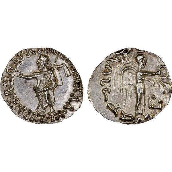 INDO-SCYTHIAN: Azes, ca. 58-12 BC, AR drachm (2.44g), Unc