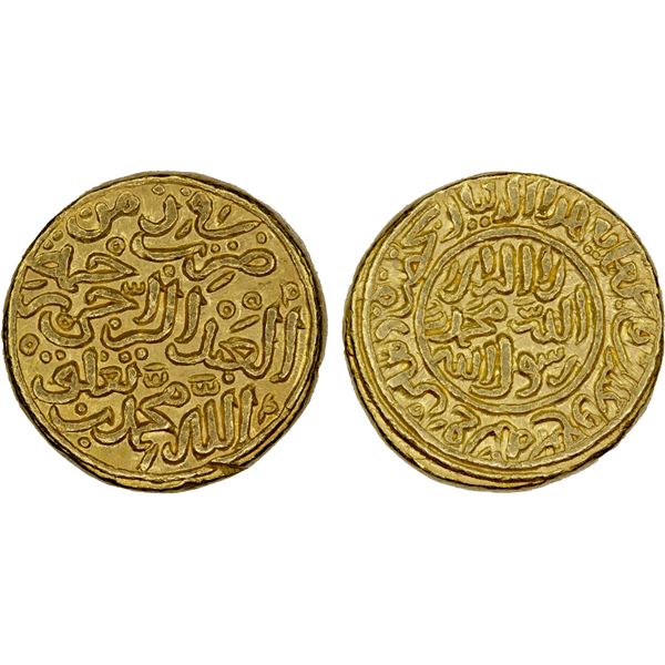 DELHI: Muhammad III b. Tughlaq, 1325-1351, AV dinar (12.86g), Hadrat Delhi, AH727, XF