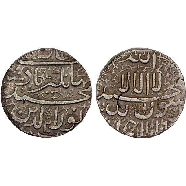 MUGHAL: Jahangir, 1605-1628, AR jahangiri rupee (13.62g), Ahmadabad, AH1016 year 2, choice AU