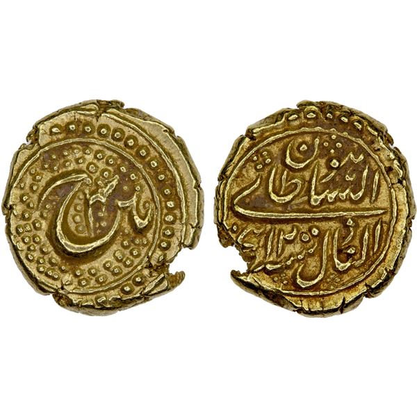 MYSORE: Tipu Sultan, 1782-1799, AV pagoda (3.41g), Patan, AH1200 year 4, choice XF